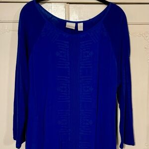 Chico's Blue 3/4 Sleeve Relaxed Blouse